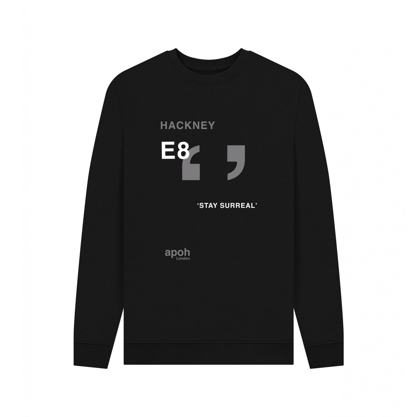 Black - Front - Apoh Unisex Adult Surreal Hackney Slogan Sweatshirt
