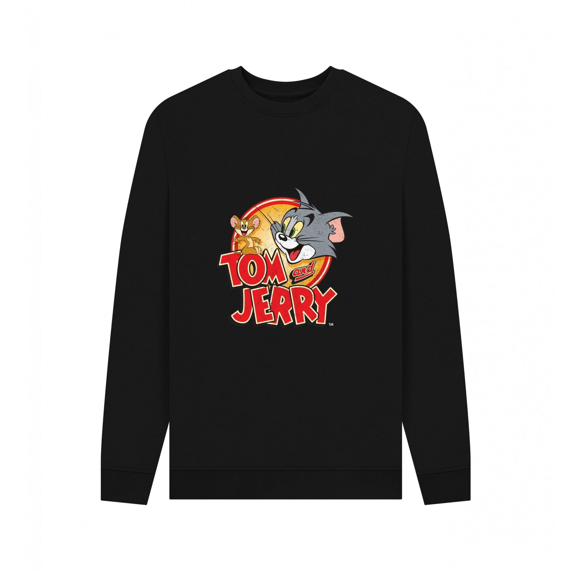 Black - Front - Tom and Jerry Unisex Adult Graphic Vintage Sweatshirt