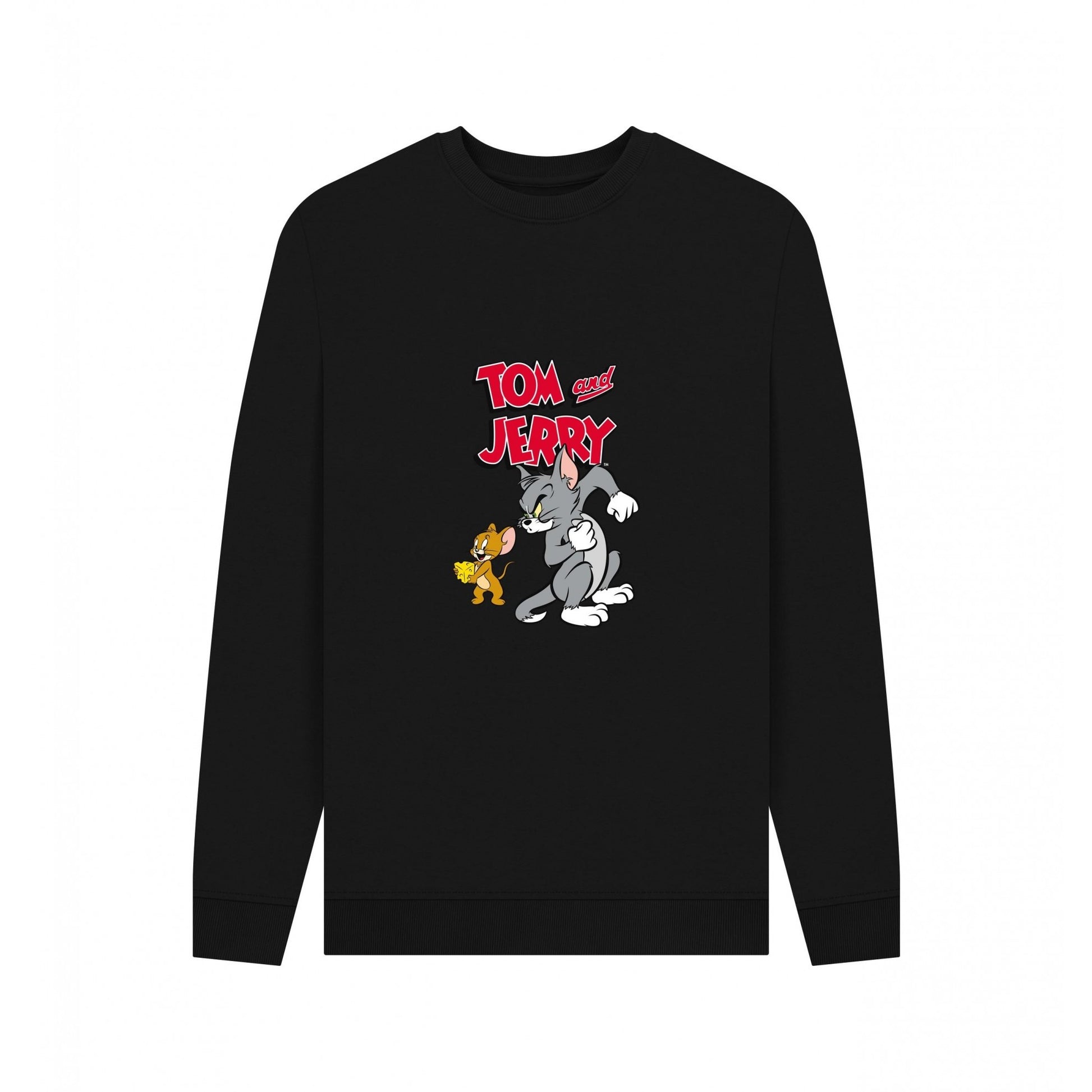 Black - Front - Tom and Jerry Unisex Adult Cheese Sweatshirt