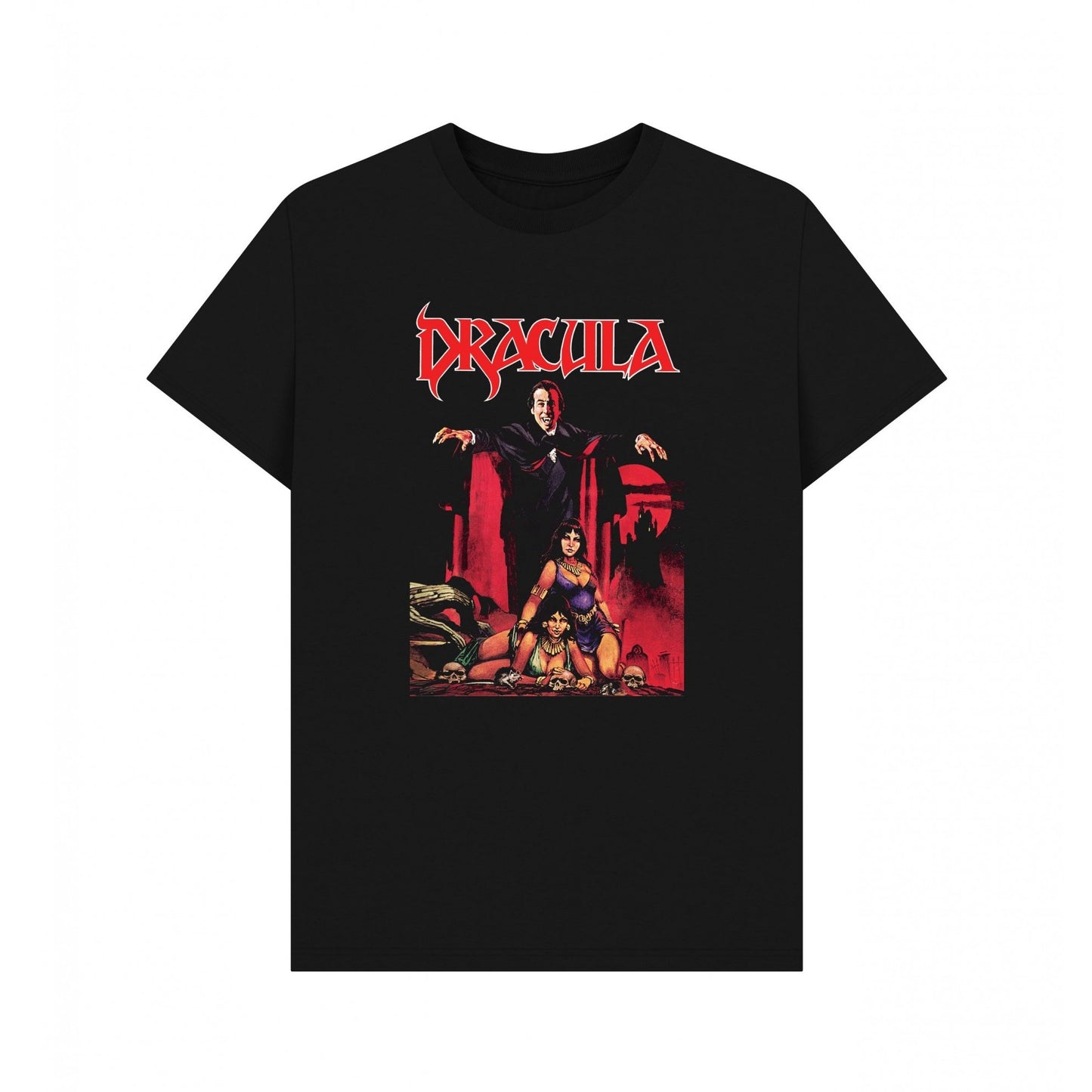 Black - Front - Horror Line Unisex Adult Lives! Dracula T-Shirt