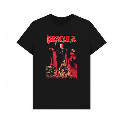 Black - Front - Horror Line Unisex Adult Lives! Dracula T-Shirt