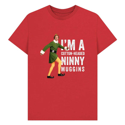 Red - Front - Elf Unisex Adult Ninny Muggins Graphic T-Shirt