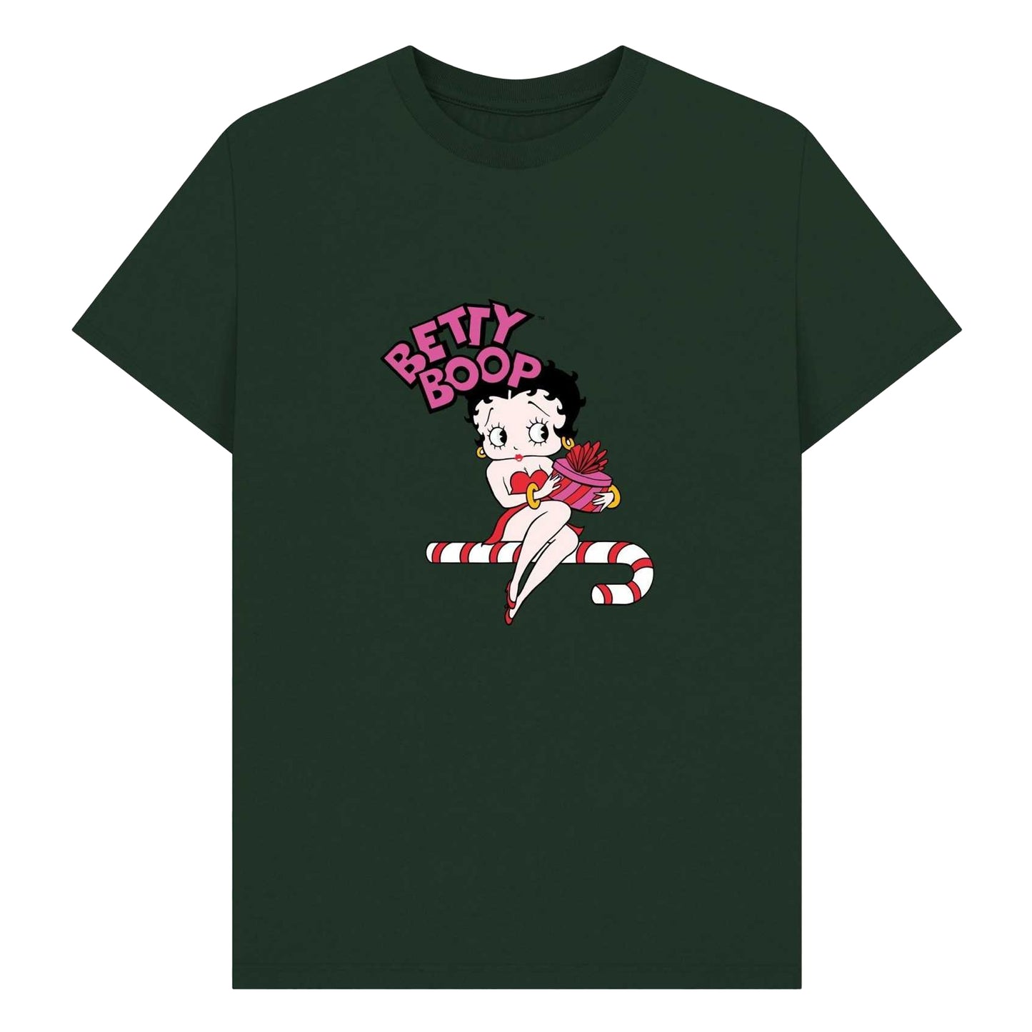 Evergreen - Front - Betty Boop Unisex Adult Candy Cane T-Shirt