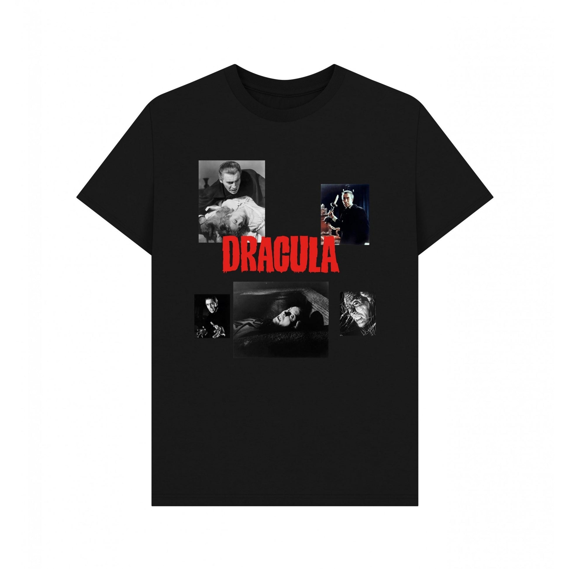 Black - Front - Horror Line Unisex Adult Dracula Movie Scene T-Shirt