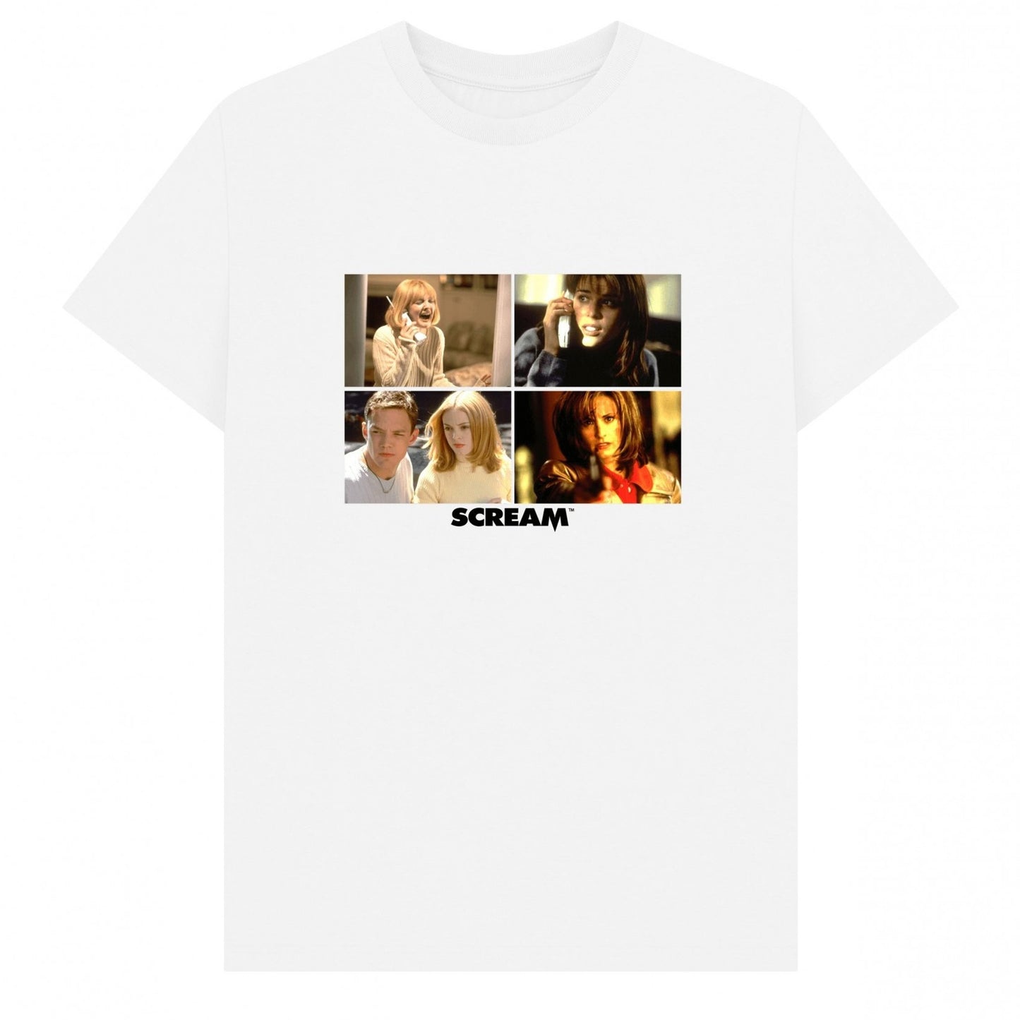 White - Front - Scream Unisex Adult Movie Scene T-Shirt