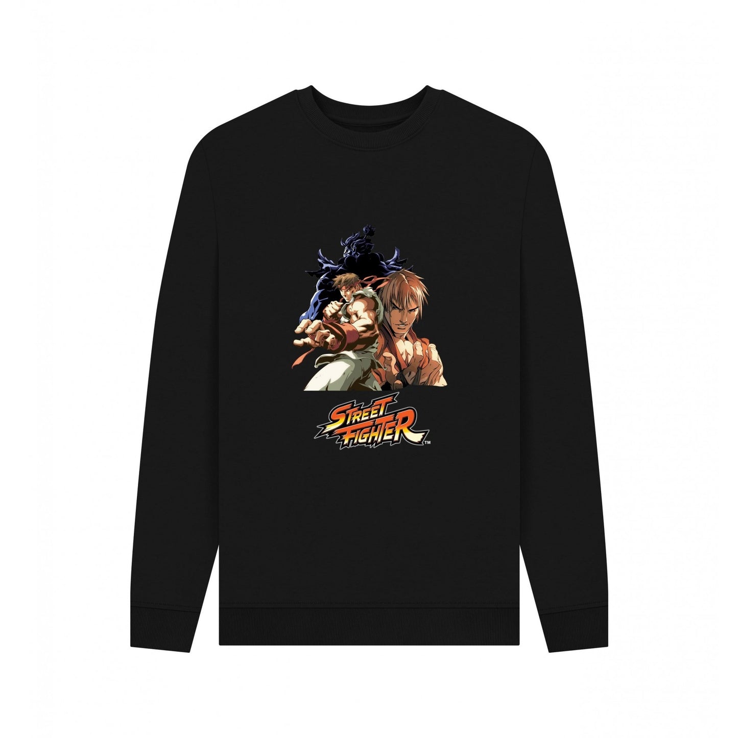 Black - Front - Street Fighter Unisex Adult Group Pose Sweatshirt