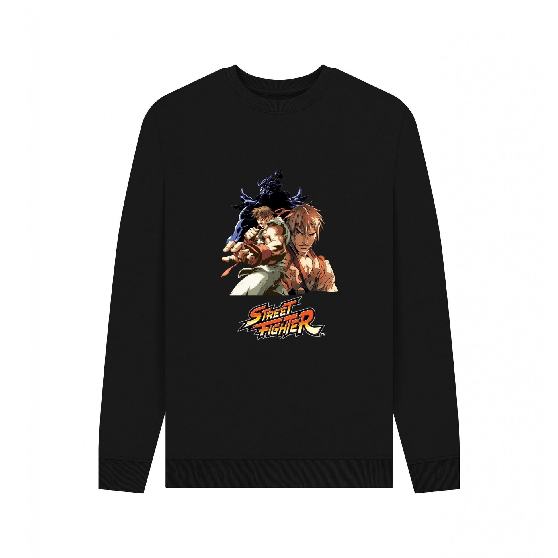 Black - Front - Street Fighter Unisex Adult Group Pose Sweatshirt