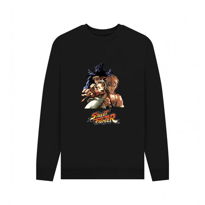 Black - Front - Street Fighter Unisex Adult Group Pose Sweatshirt