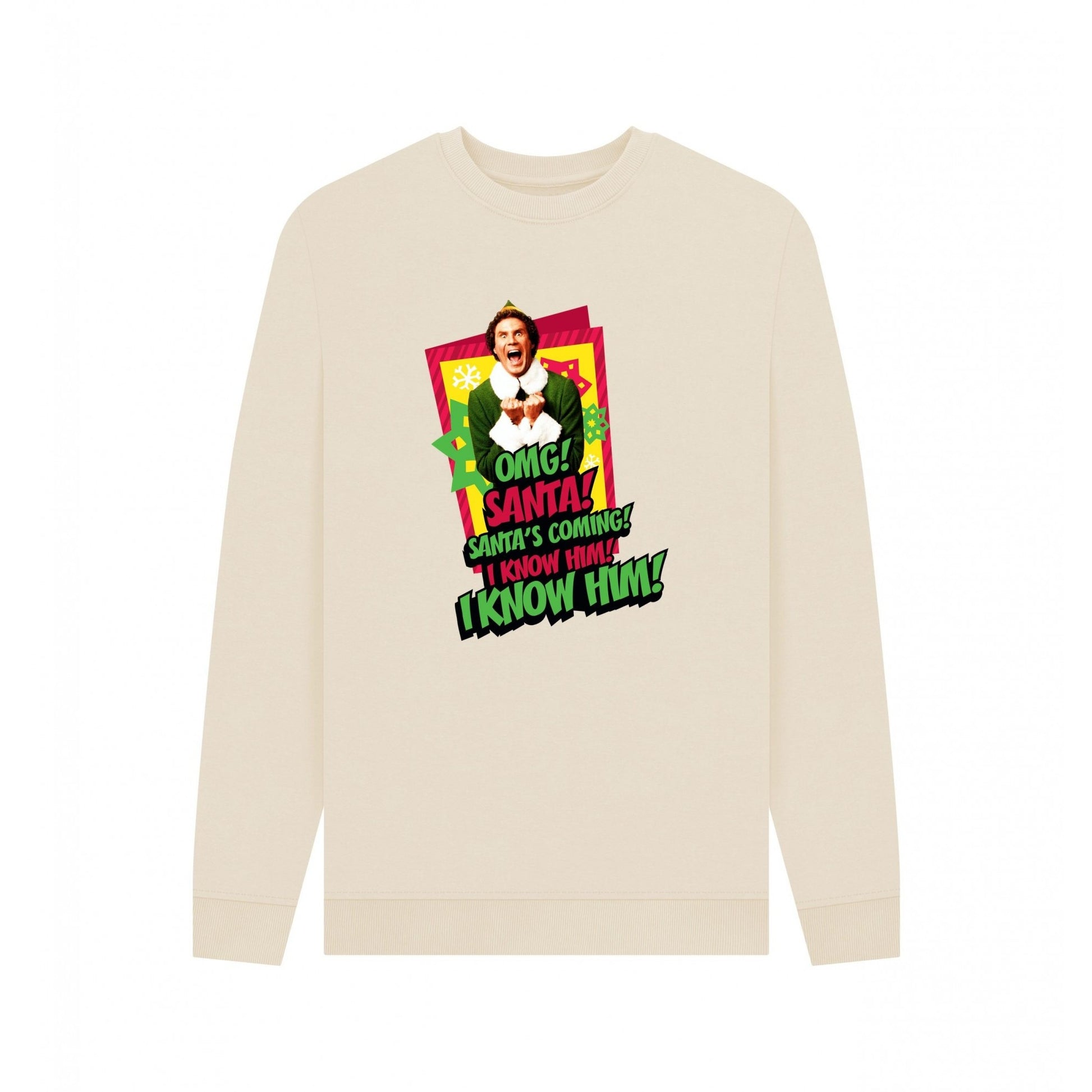Oat - Front - Elf Unisex Adult I Know Him Sweatshirt