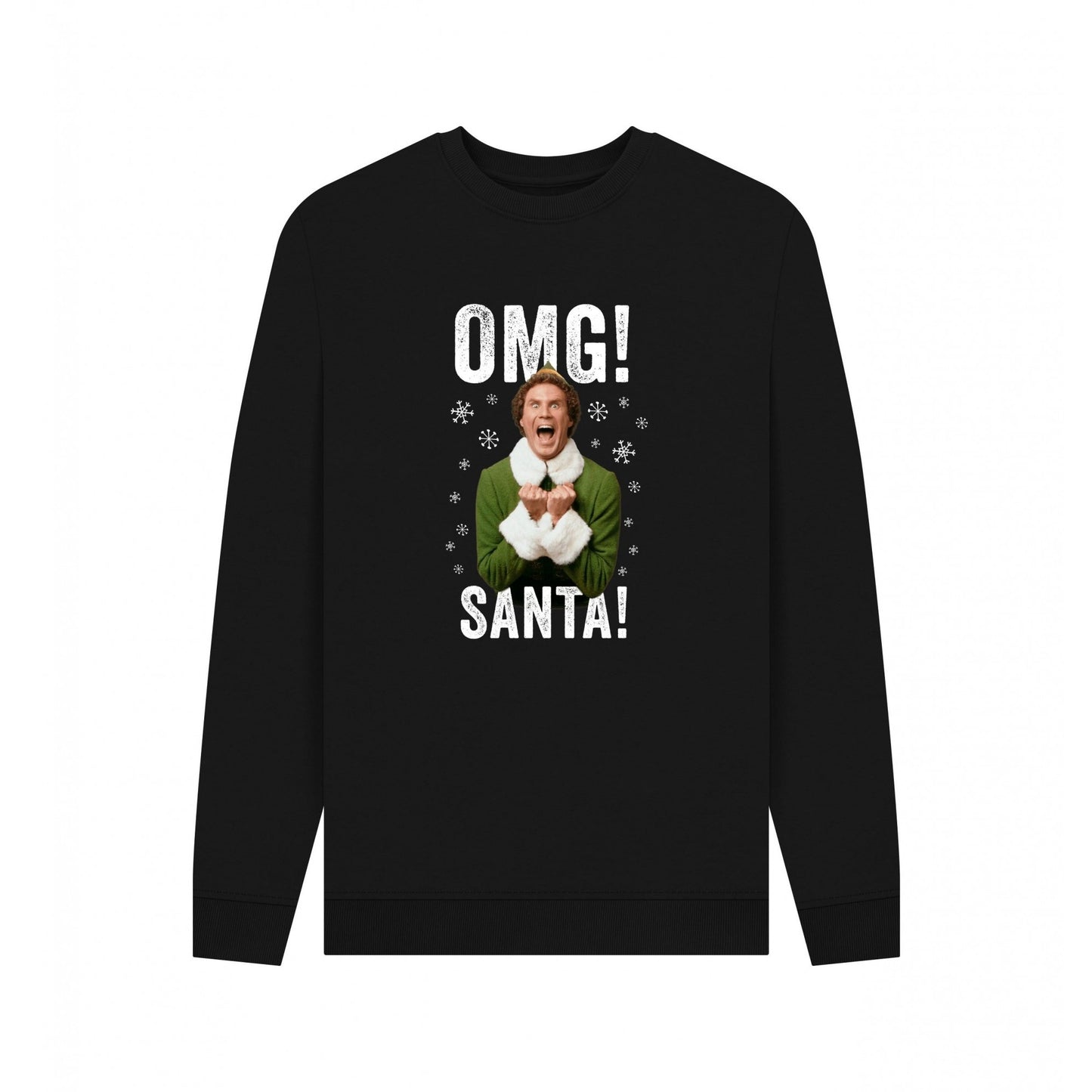 Black - Front - Elf Unisex Adult OMG Santa Sweatshirt