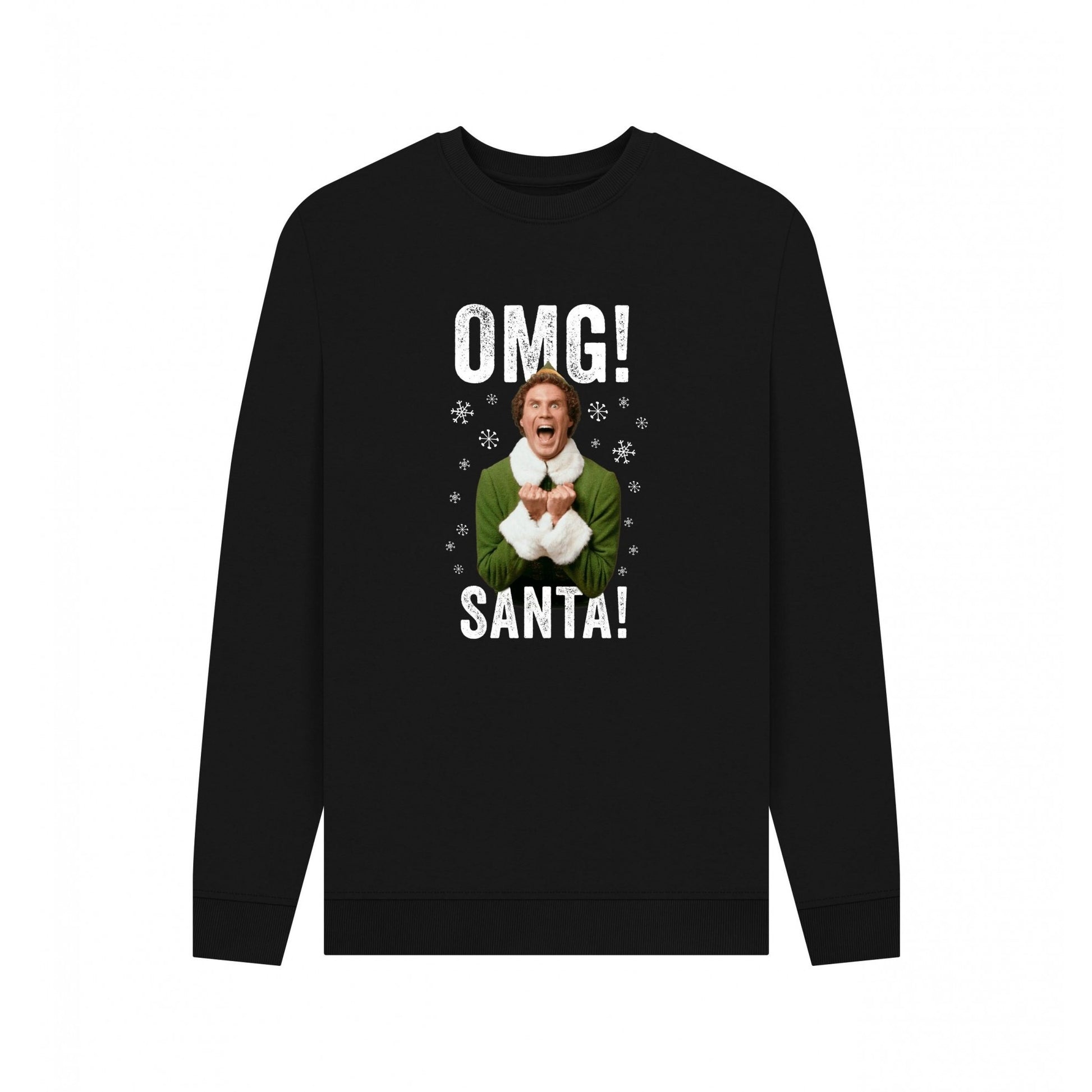 Black - Front - Elf Unisex Adult OMG Santa Sweatshirt