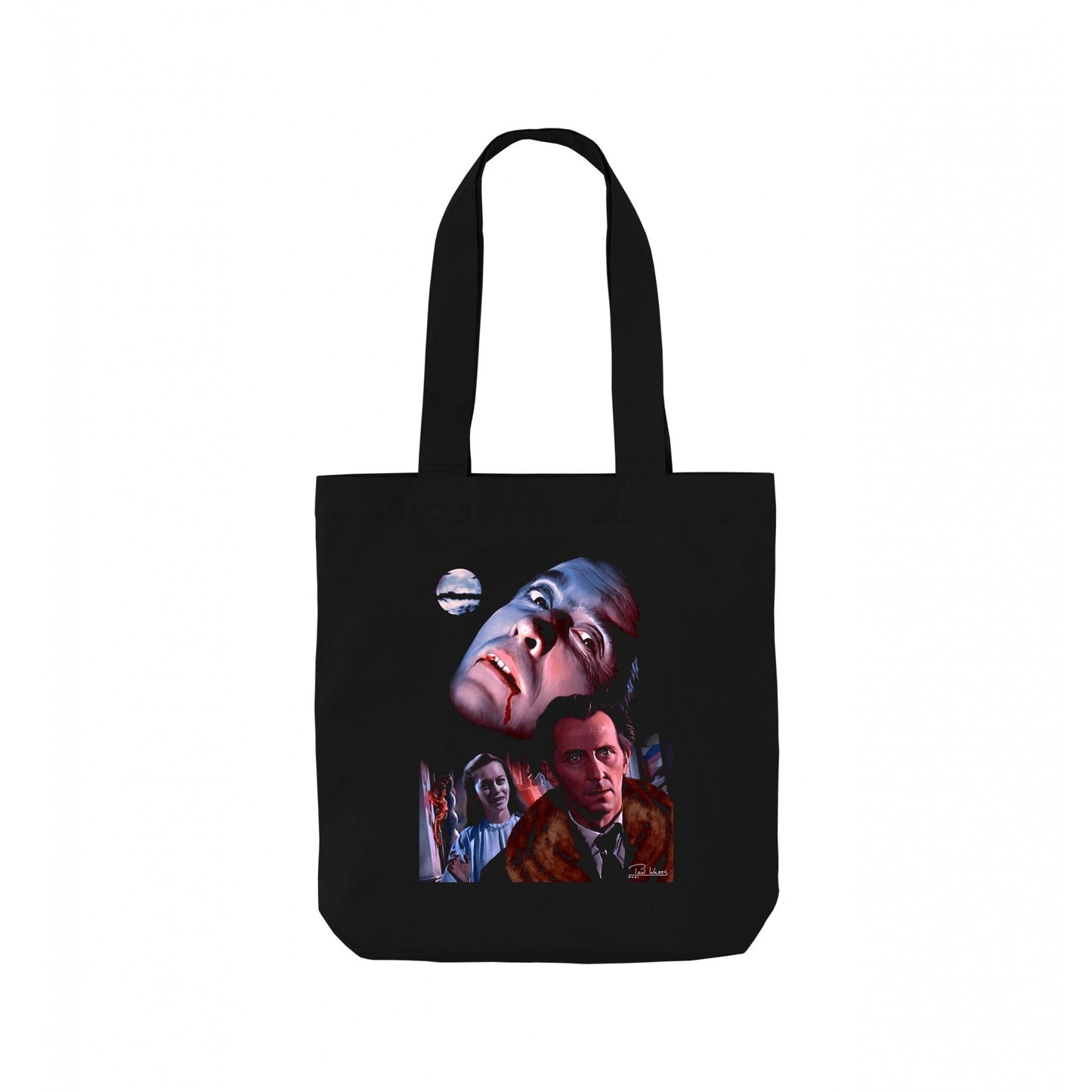 Black - Front - Horror Line Graphic Dracula Tote Bag