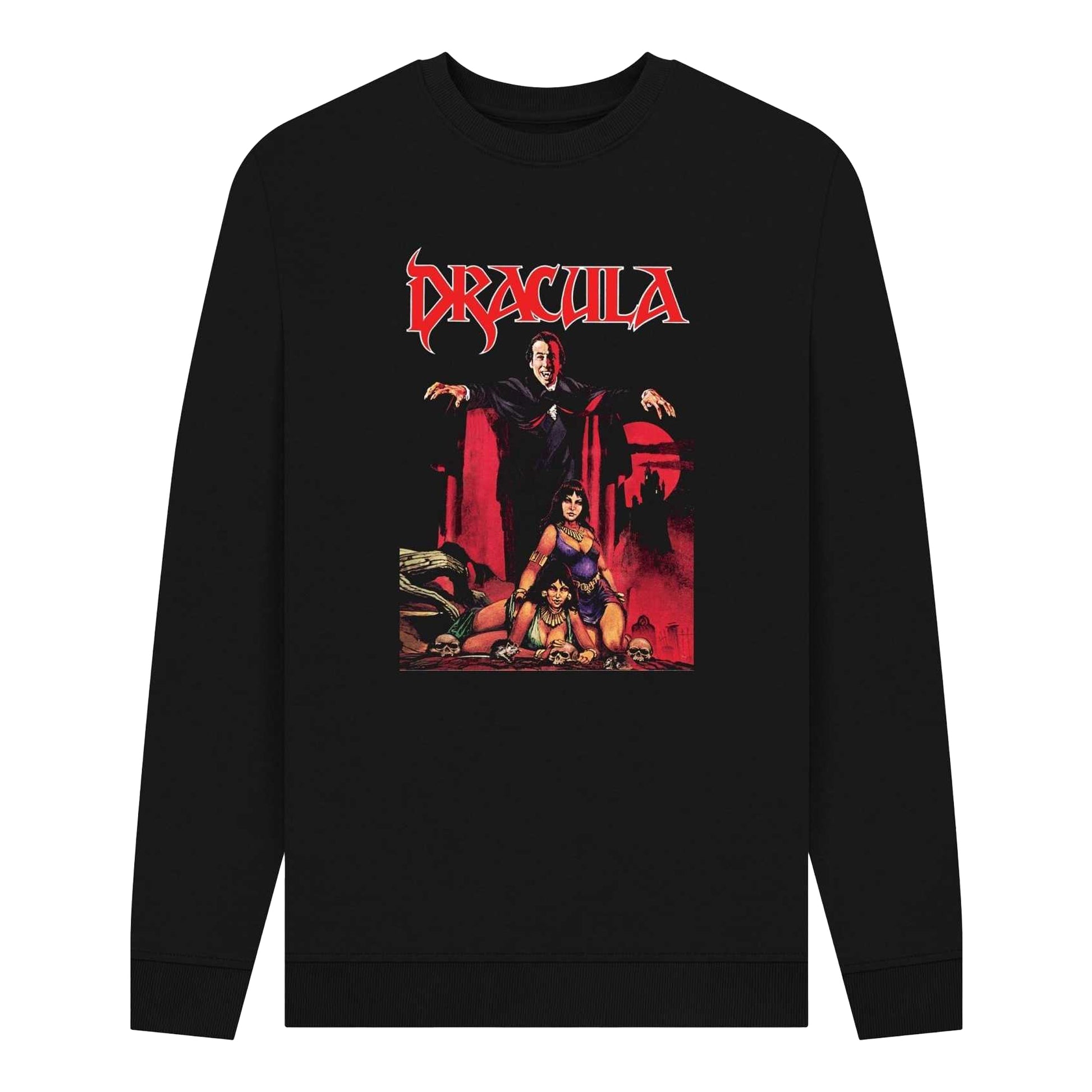 Black - Front - Horror Line Unisex Adult Lives! Dracula Sweatshirt