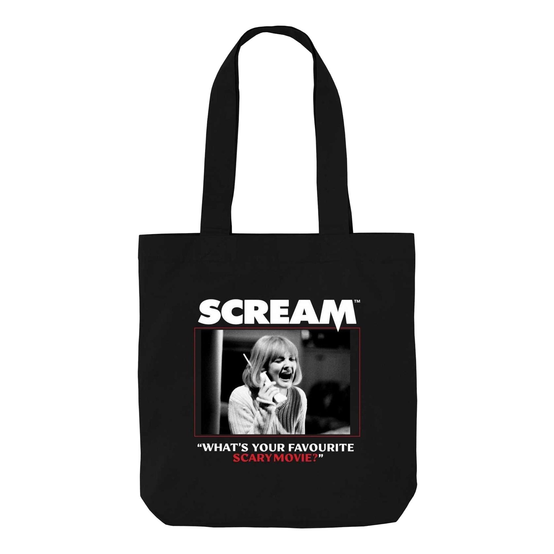 Black - Front - Scream What´s Your Favourite Scary Movie? Graphic Tote Bag