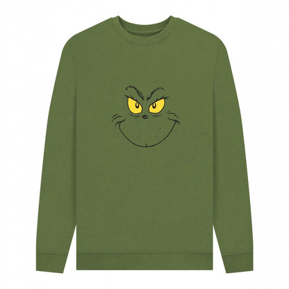 Khaki - Front - The Grinch Unisex Adult Smile Sweatshirt