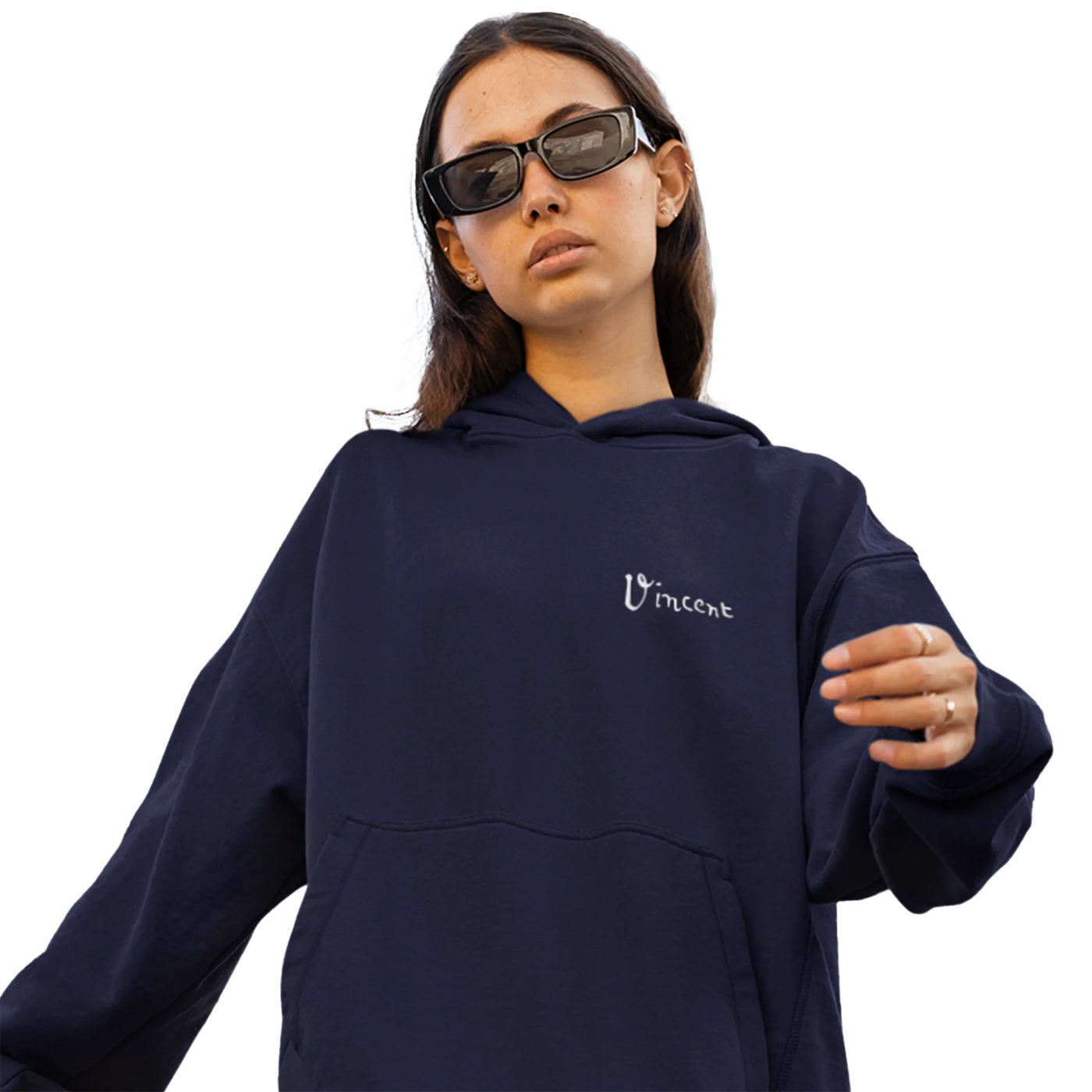 Navy - Side - Vincent Van Gogh Unisex Adult Starry Night Hoodie