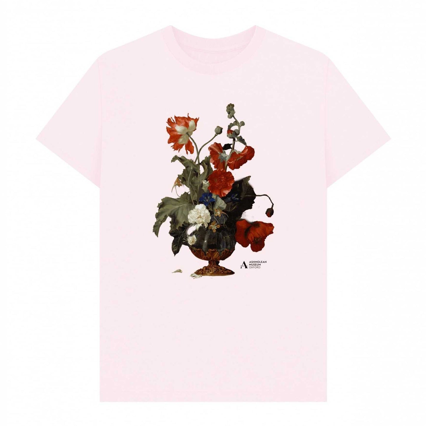 Pink - Front - Ashmolean Museum Unisex Adult A Vase Of Flowers T-Shirt