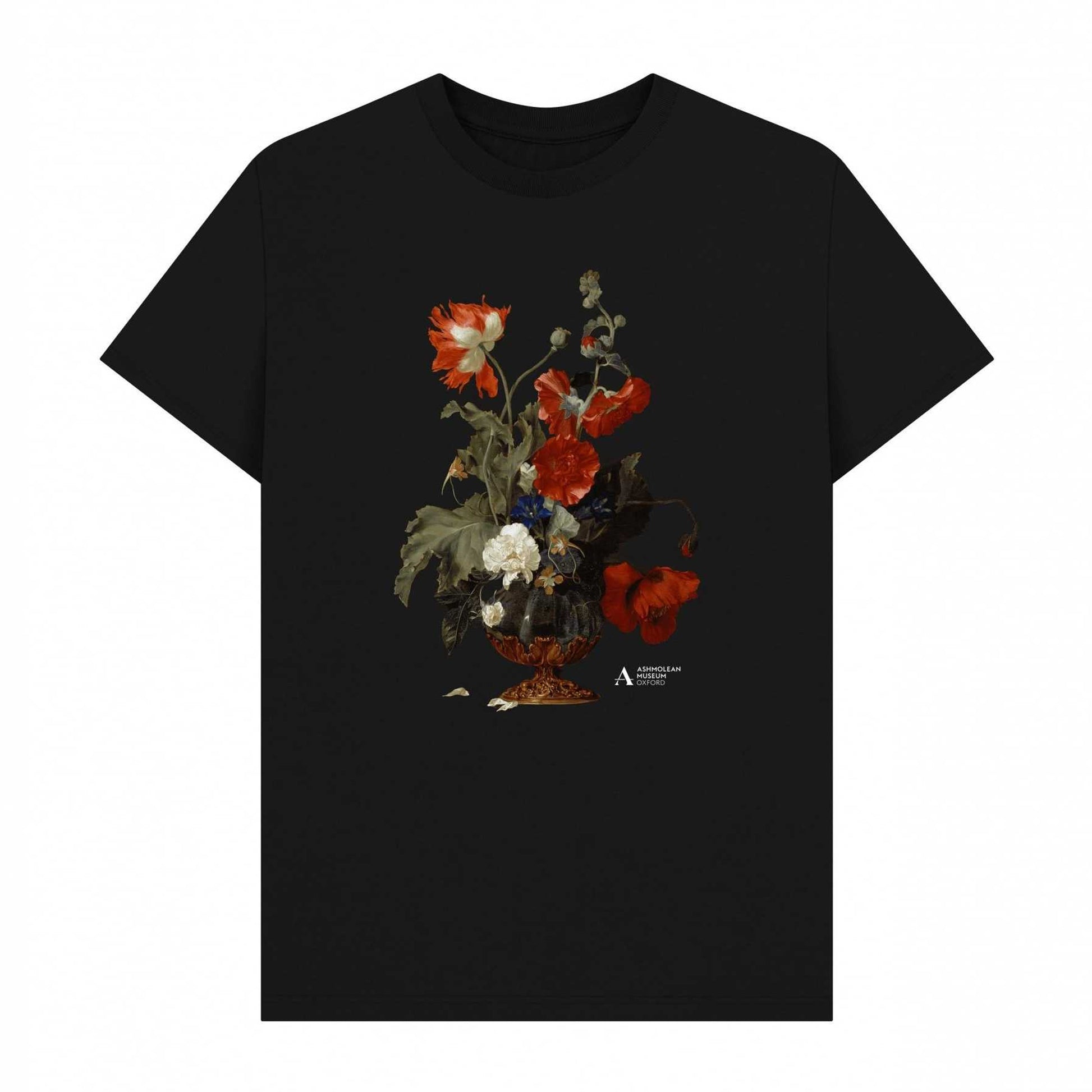Black - Front - Ashmolean Museum Unisex Adult A Vase Of Flowers T-Shirt