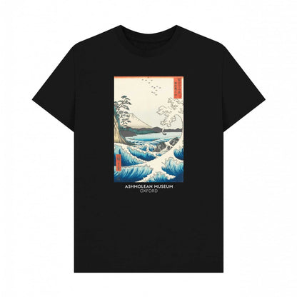 Black - Front - Apoh Unisex Adult Hiroshige Sea Ashmolean Museum T-Shirt
