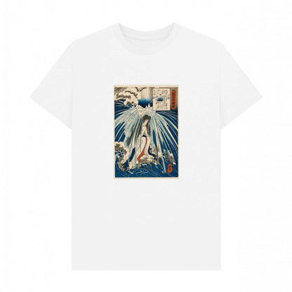 White - Front - Apoh Unisex Adult Kuniyoshi In The Waterfall Ashmolean Museum T-Shirt