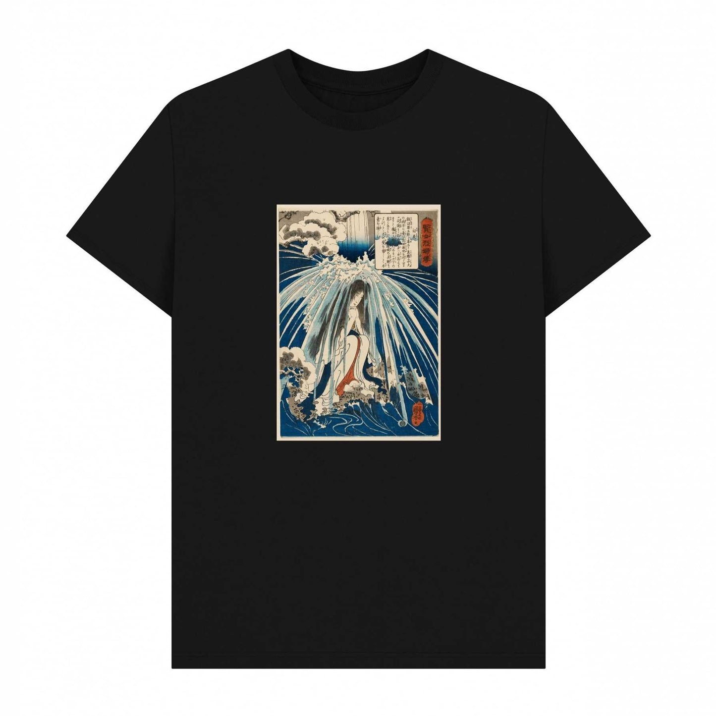 Black - Front - Apoh Unisex Adult Kuniyoshi In The Waterfall Ashmolean Museum T-Shirt