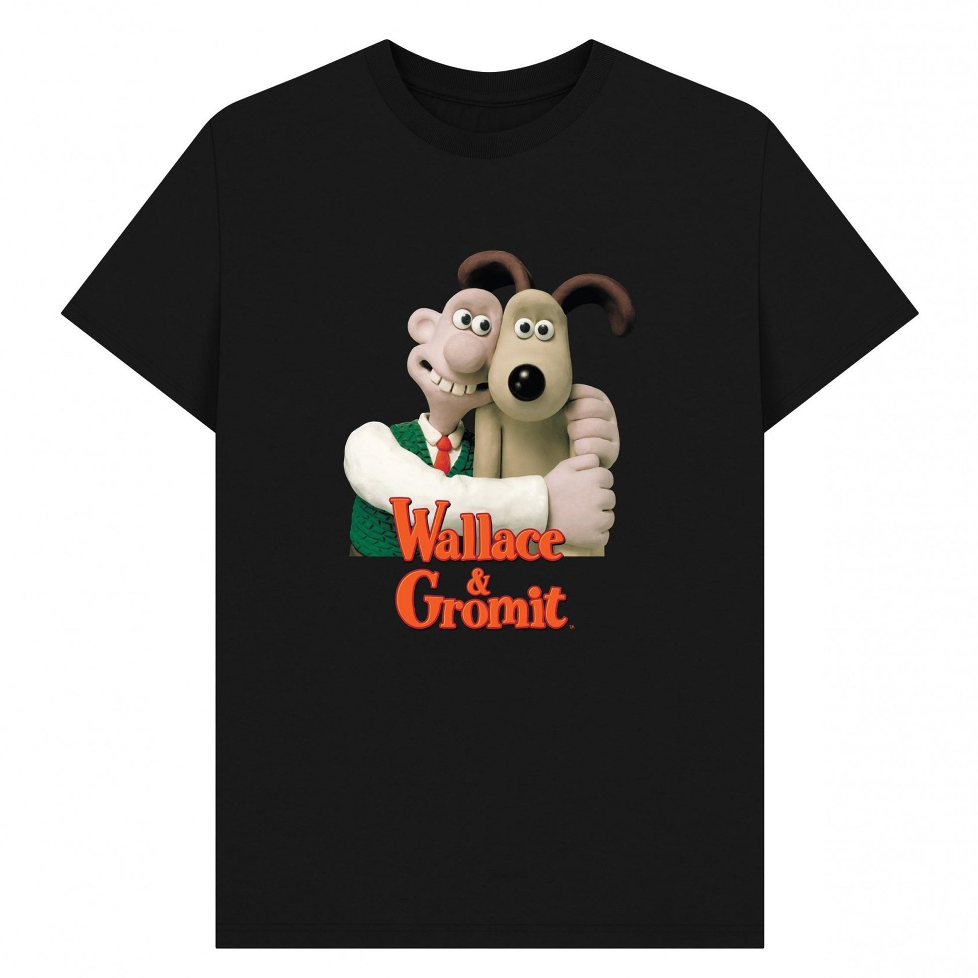 Black - Front - Wallace and Gromit Unisex Adult Hug T-Shirt