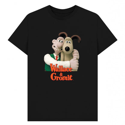 Black - Front - Wallace and Gromit Unisex Adult Hug T-Shirt
