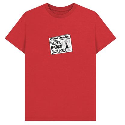 Red - Front - Wallace and Gromit Unisex Adult Caught Feathers McGraw T-Shirt