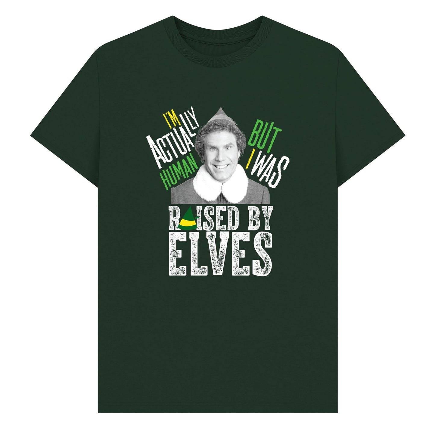 Evergreen - Front - Elf Unisex Adult I´m Actually Human T-Shirt