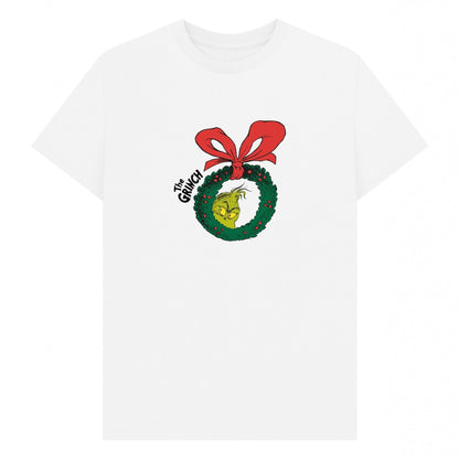 White - Front - The Grinch Unisex Adult Wreath T-Shirt