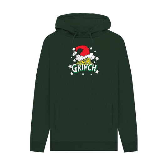 Evergreen - Front - The Grinch Unisex Adult Santa Hat Stars Hoodie
