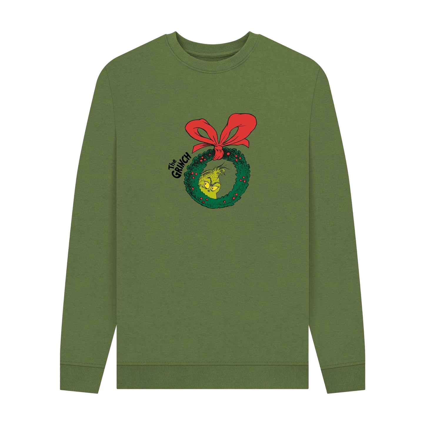 Khaki Green - Front - The Grinch Unisex Adult Wreath Sweatshirt