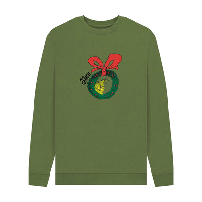 Khaki Green - Front - The Grinch Unisex Adult Wreath Sweatshirt