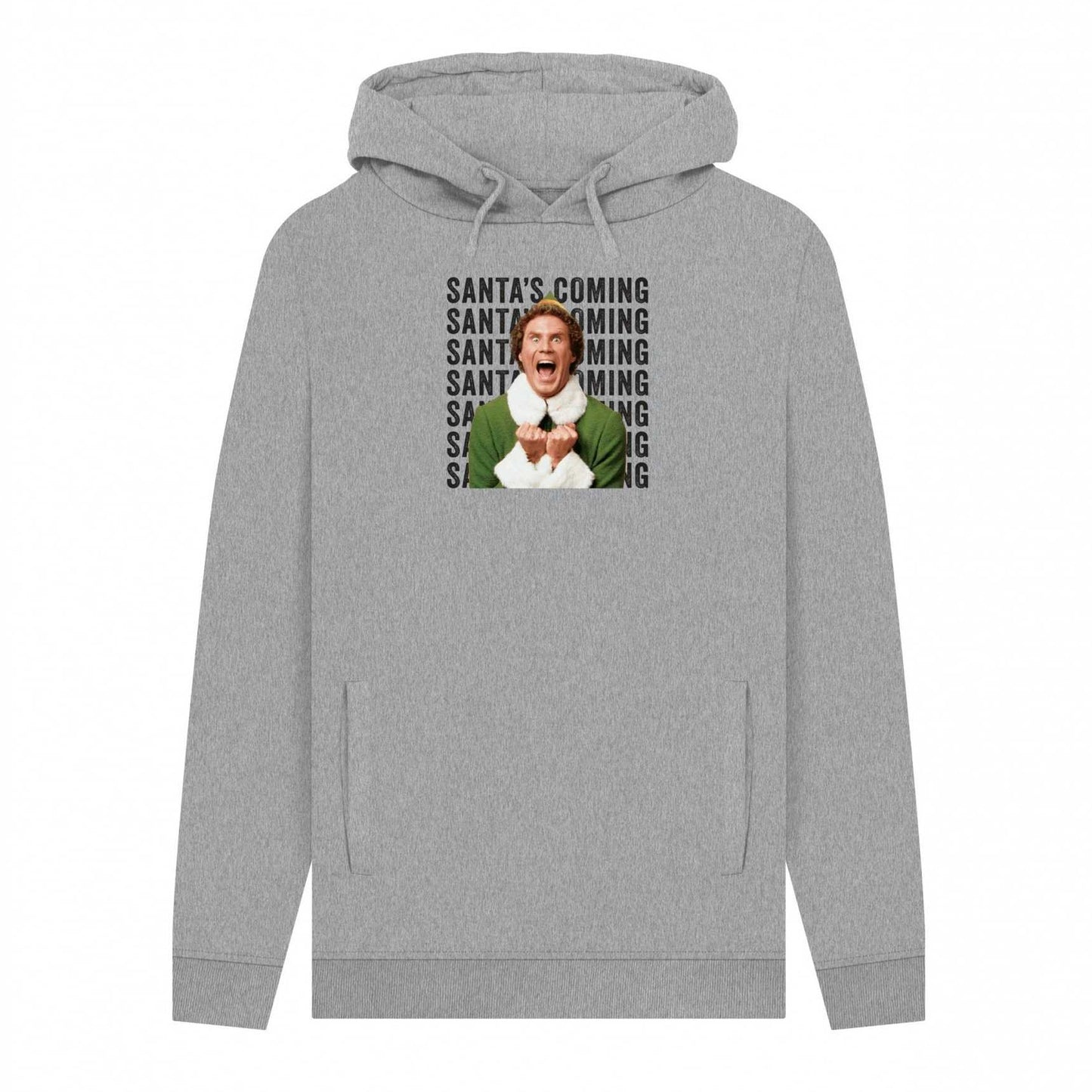 Light Heather - Front - Elf Unisex Adult Santa´s Coming Graphic Hoodie