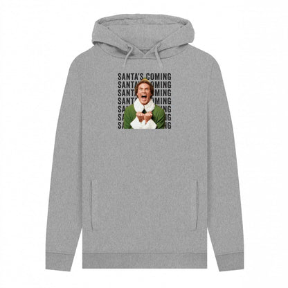 Light Heather - Front - Elf Unisex Adult Santa´s Coming Graphic Hoodie
