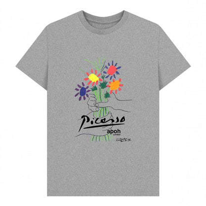 Athletic Grey - Front - Apoh Unisex Adult Flowers Picasso Heather T-Shirt