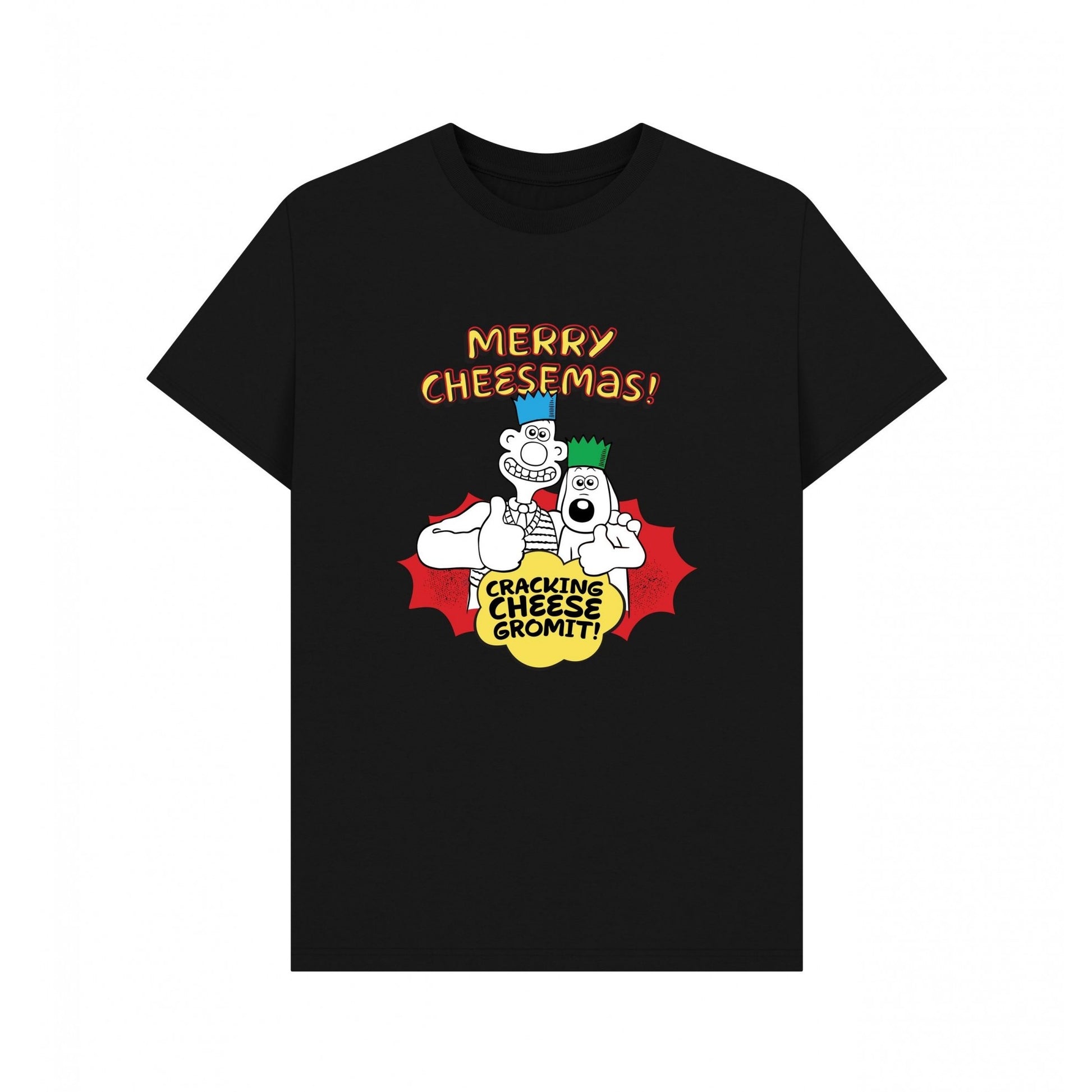 Black - Front - Wallace and Gromit Unisex Adult Merry Cheesemas Graphic T-Shirt