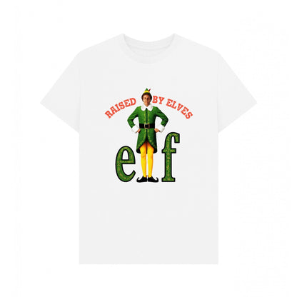 White - Front - Elf Unisex Adult Raised By Elves Graphic T-Shirt