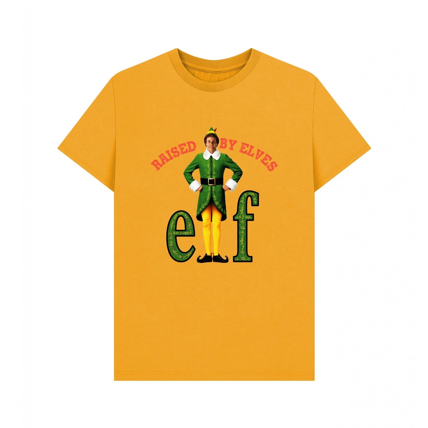 Mustard - Front - Elf Unisex Adult Raised By Elves Graphic T-Shirt