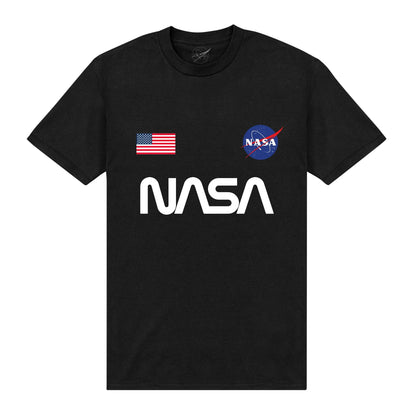 Black - Front - NASA Unisex Adult Badge T-Shirt