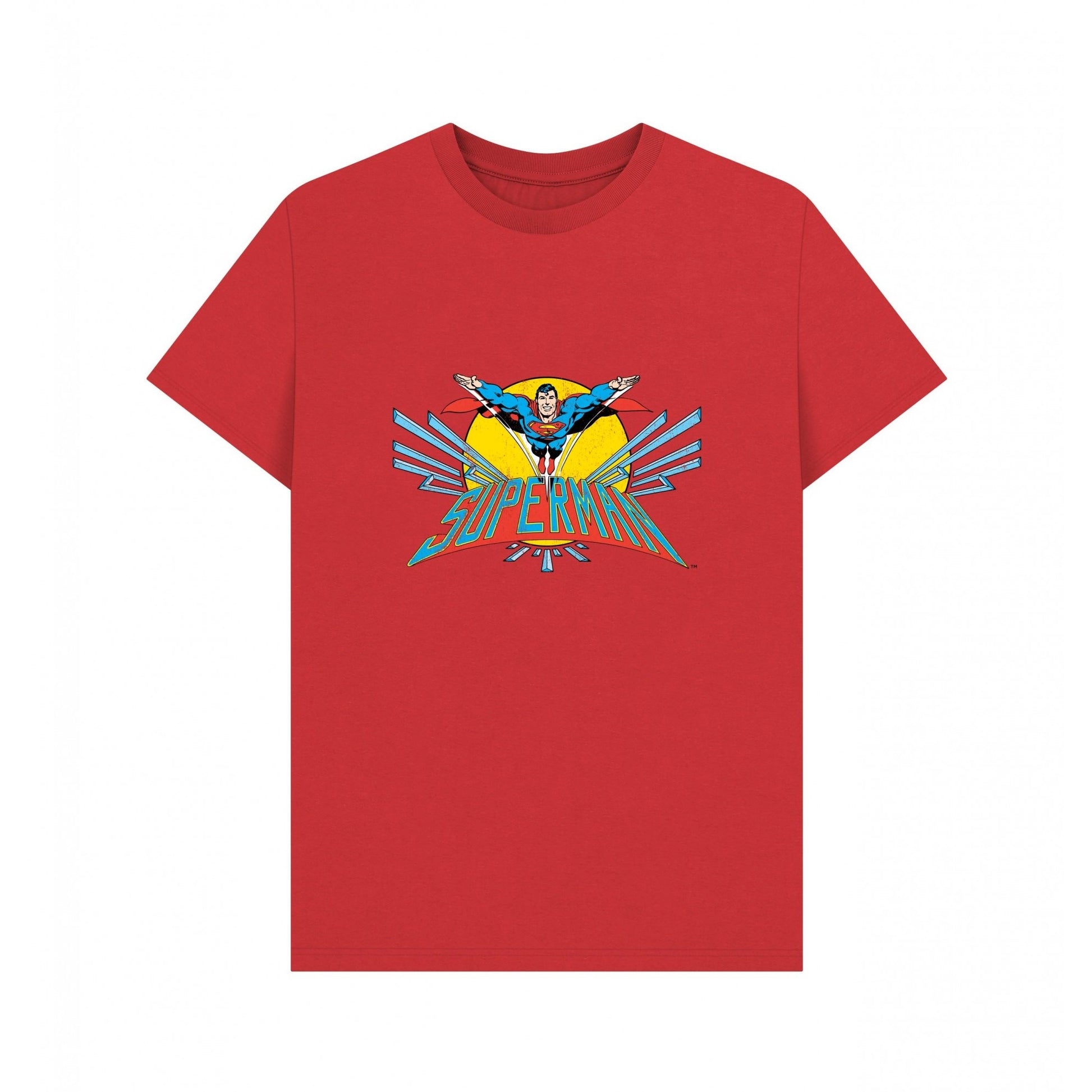 Red - Front - Superman Unisex Adult Official Flying T-Shirt
