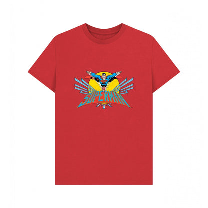 Red - Front - Superman Unisex Adult Official Flying T-Shirt