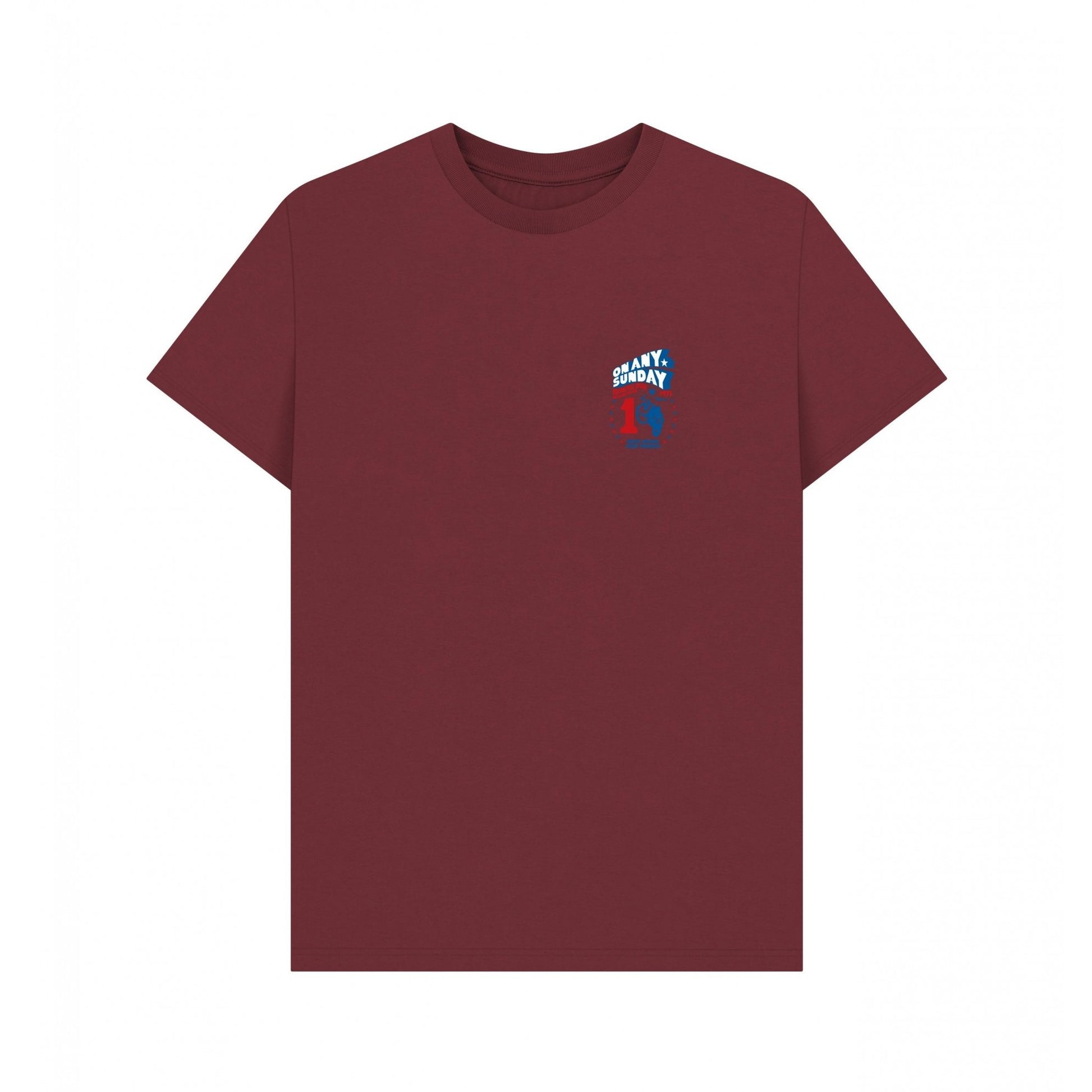 Red Wine - Front - On Any Sunday Unisex Adult Vintage T-Shirt