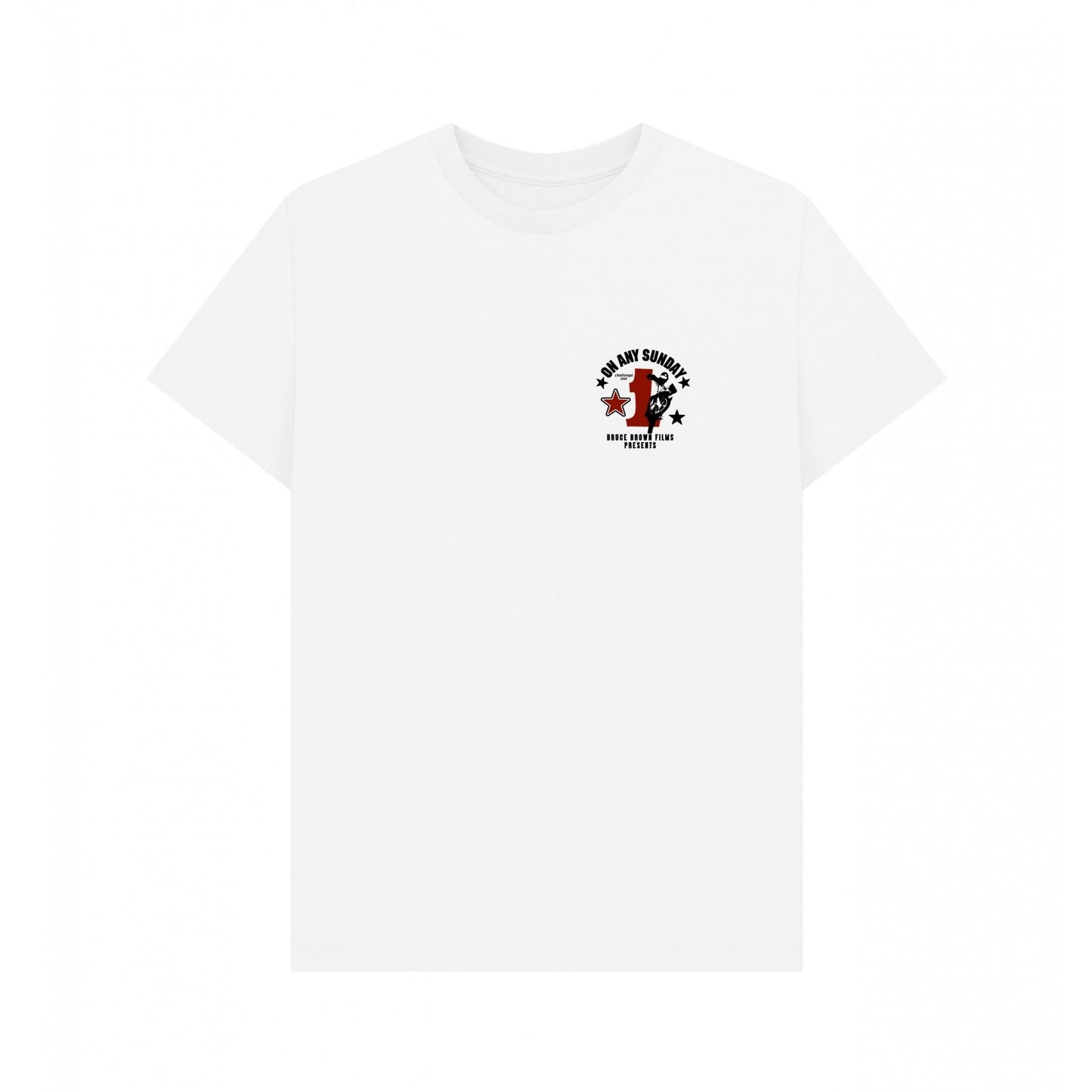 White - Front - On Any Sunday Unisex Adult Motorsport Mini Print T-Shirt