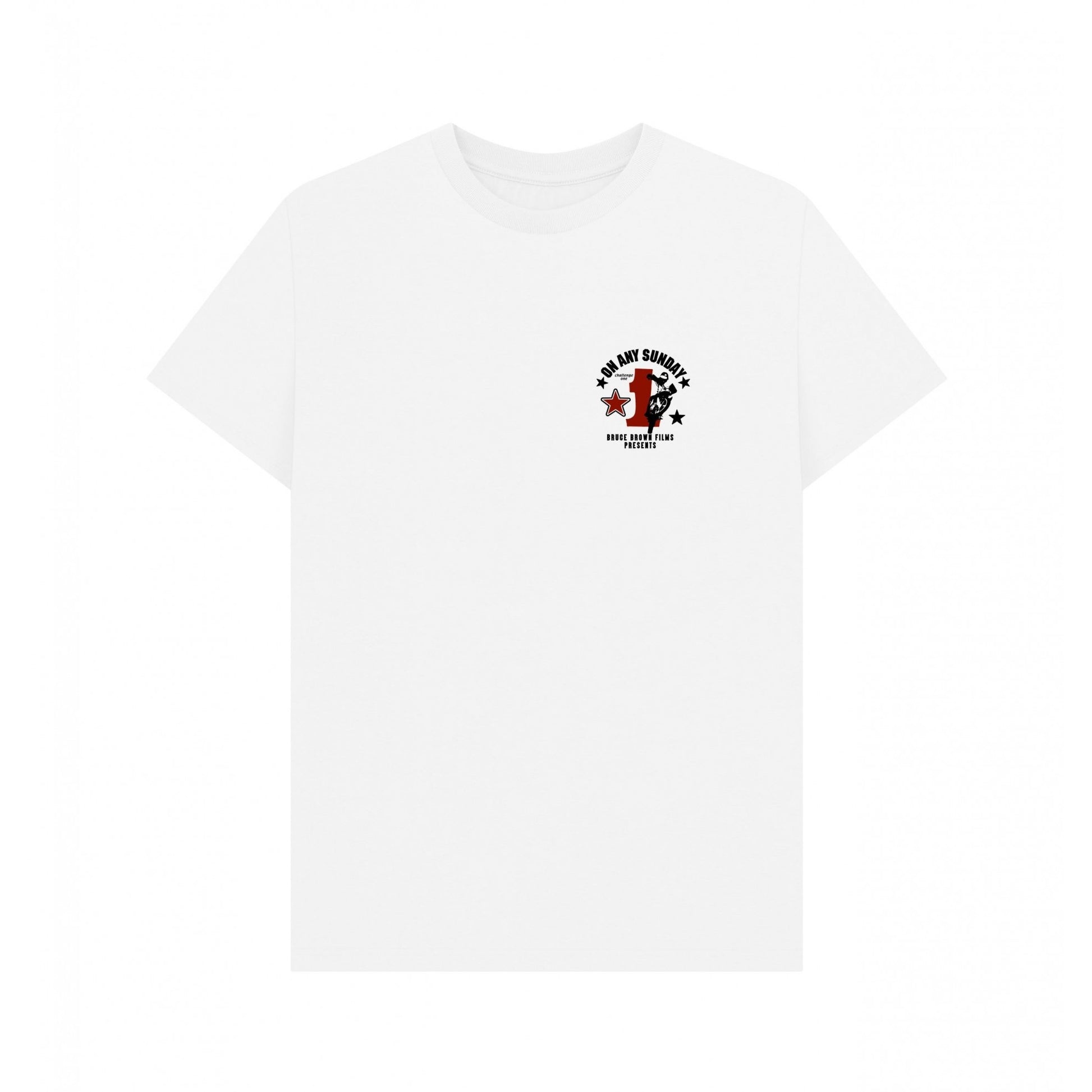 White - Front - On Any Sunday Unisex Adult Motorsport Mini Print T-Shirt