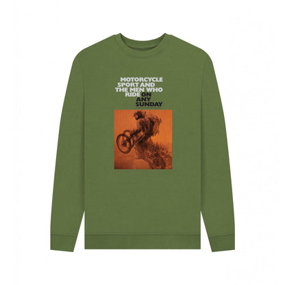 Khaki Green - Front - On Any Sunday Unisex Adult Movie Poster Sweatshirt
