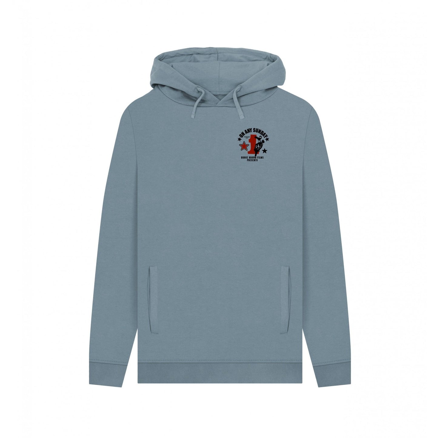Stone Blue - Front - On Any Sunday Unisex Adult Motorsport Mini Print Hoodie