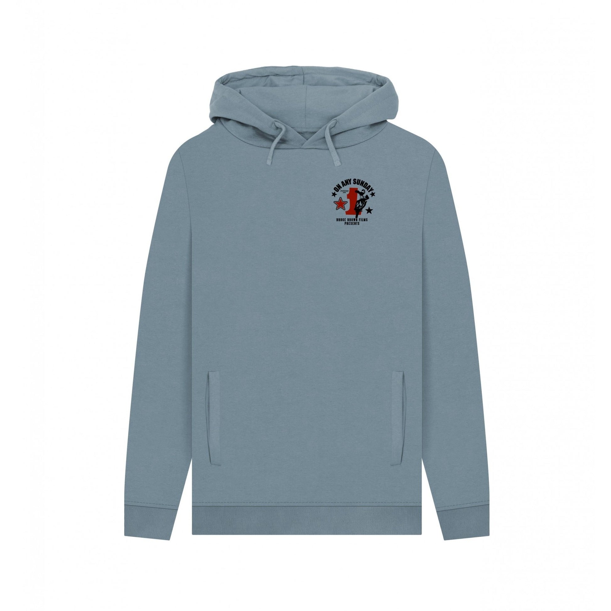 Stone Blue - Front - On Any Sunday Unisex Adult Motorsport Mini Print Hoodie