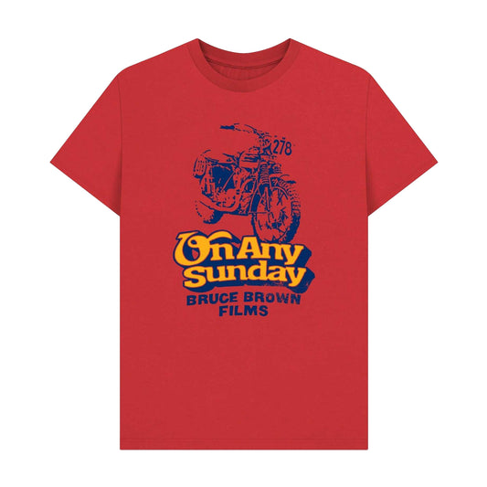 Red - Front - On Any Sunday Unisex Adult Bruce Brown Motorsport Graphic Print T-Shirt