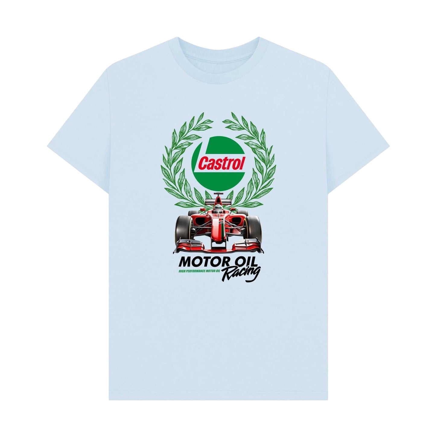 Sky Blue - Front - Castrol Unisex Adult Motor Oil Racing T-Shirt